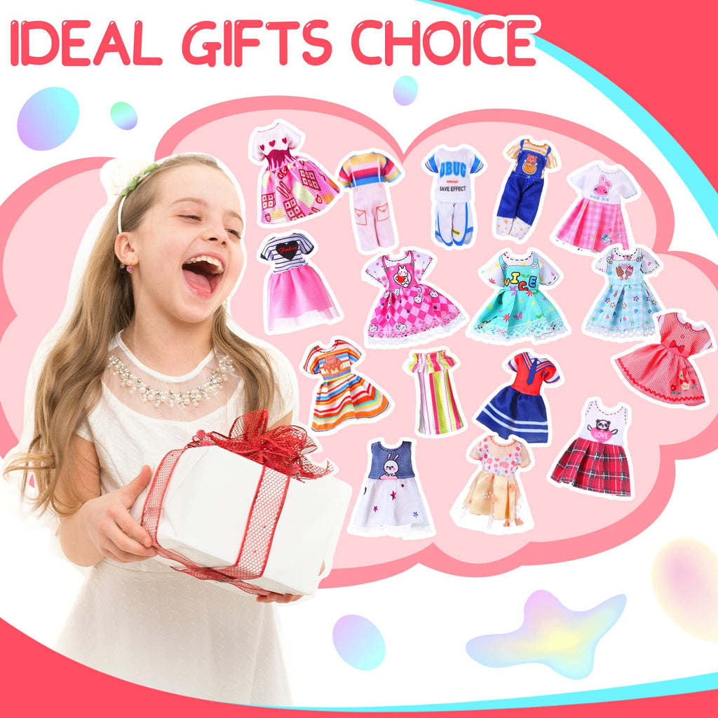 Hungdao 16-Piece Doll Clothes Set for 6-Inch Dolls - Assorted Outfits with Hook-and-Loop Closures