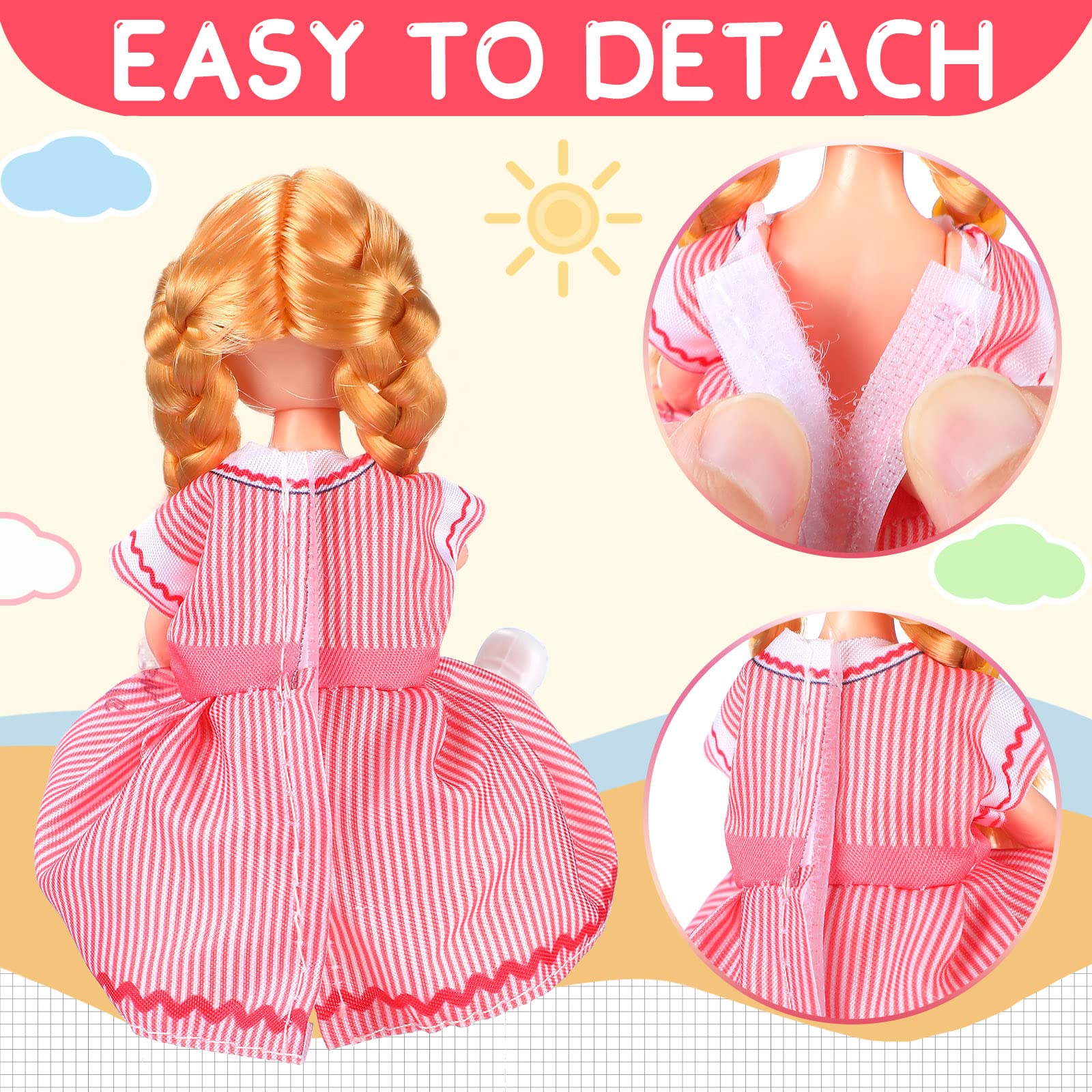Hungdao 16-Piece Doll Clothes Set for 6-Inch Dolls - Assorted Outfits with Hook-and-Loop Closures