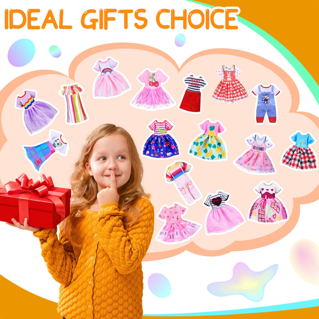 Hungdao 16-Piece Doll Clothes Set for 6-Inch Dolls - Variety of Cute Outfits with Hook and Loop Closure