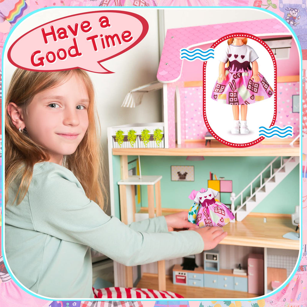 Hungdao 16-Piece Doll Clothes Set for 6-Inch Dolls - Variety of Cute Outfits with Hook and Loop Closure