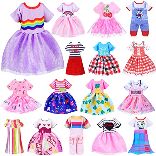 Hungdao 16-Piece Doll Clothes Set for 6-Inch Dolls - Variety of Cute Outfits with Hook and Loop Closure