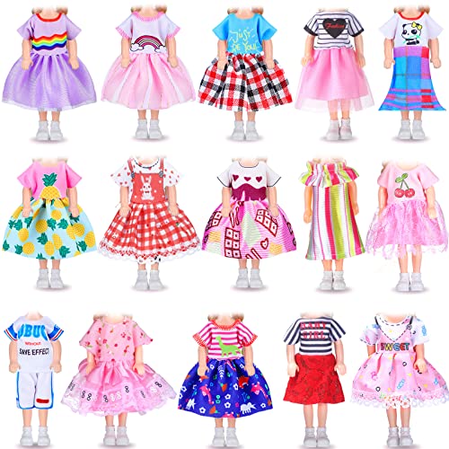 Hungdao 16-Piece Doll Clothes Set for 6-Inch Dolls - Variety of Cute Outfits with Hook and Loop Closure