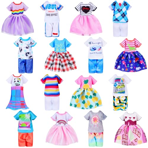 Hungdao 16-Piece Doll Clothes Set for 6-Inch Dolls – Mix of Boy and Girl Outfits