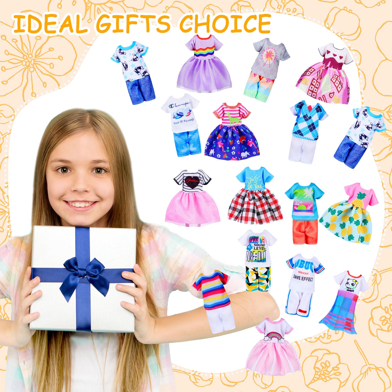Hungdao 16-Piece Doll Clothes Set for 6-Inch Dolls – Mix of Boy and Girl Outfits