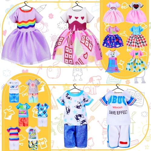 Hungdao 16-Piece Doll Clothes Set for 6-Inch Dolls – Mix of Boy and Girl Outfits
