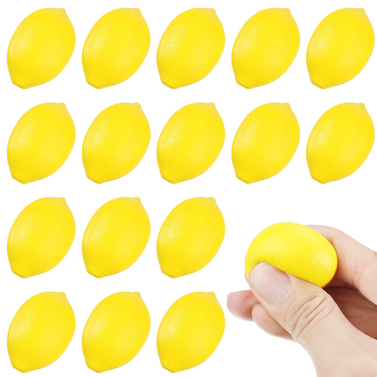 Hungdao 20 Pack Mini Foam Lemon Stress Balls – Slow Rising Squeeze Toys for Party Favors, Carnival Prizes, and Classroom Rewards