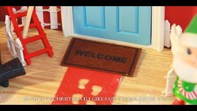 Hungdao 20-Piece Miniature Elf Fairy Doors Decor Set - Includes Red & Yellow Doors, LED Lights, and Accessories