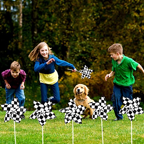 Hungdao 25 Black and White Checkered Windmills – Racing Pinwheels for Party Decor