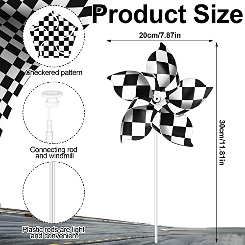 Hungdao 25 Black and White Checkered Windmills – Racing Pinwheels for Party Decor