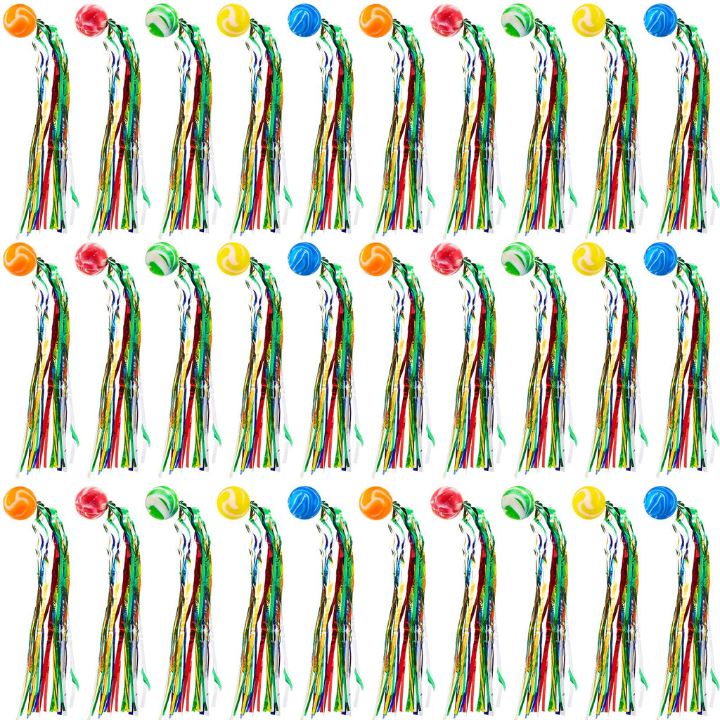 Hungdao 30 Pack Bouncy Balls with Streamers - Large Rubber High Bounce Balls for Party Favors, Piñata Fillers, Classroom Rewards