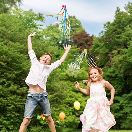 Hungdao 30 Pack Bouncy Balls with Streamers - Large Rubber High Bounce Balls for Party Favors, Piñata Fillers, Classroom Rewards