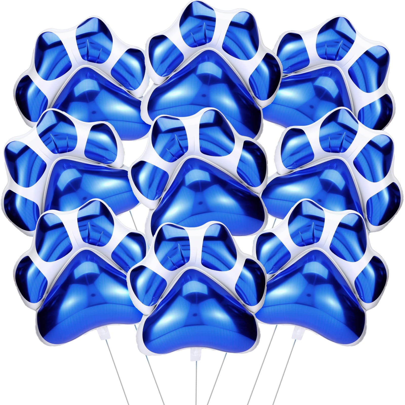 Hungdao 9 Pack Blue Dog Paw Print Foil Balloons – 28x26 Inch Jumbo Balloons for Dog-Themed Party Decorations