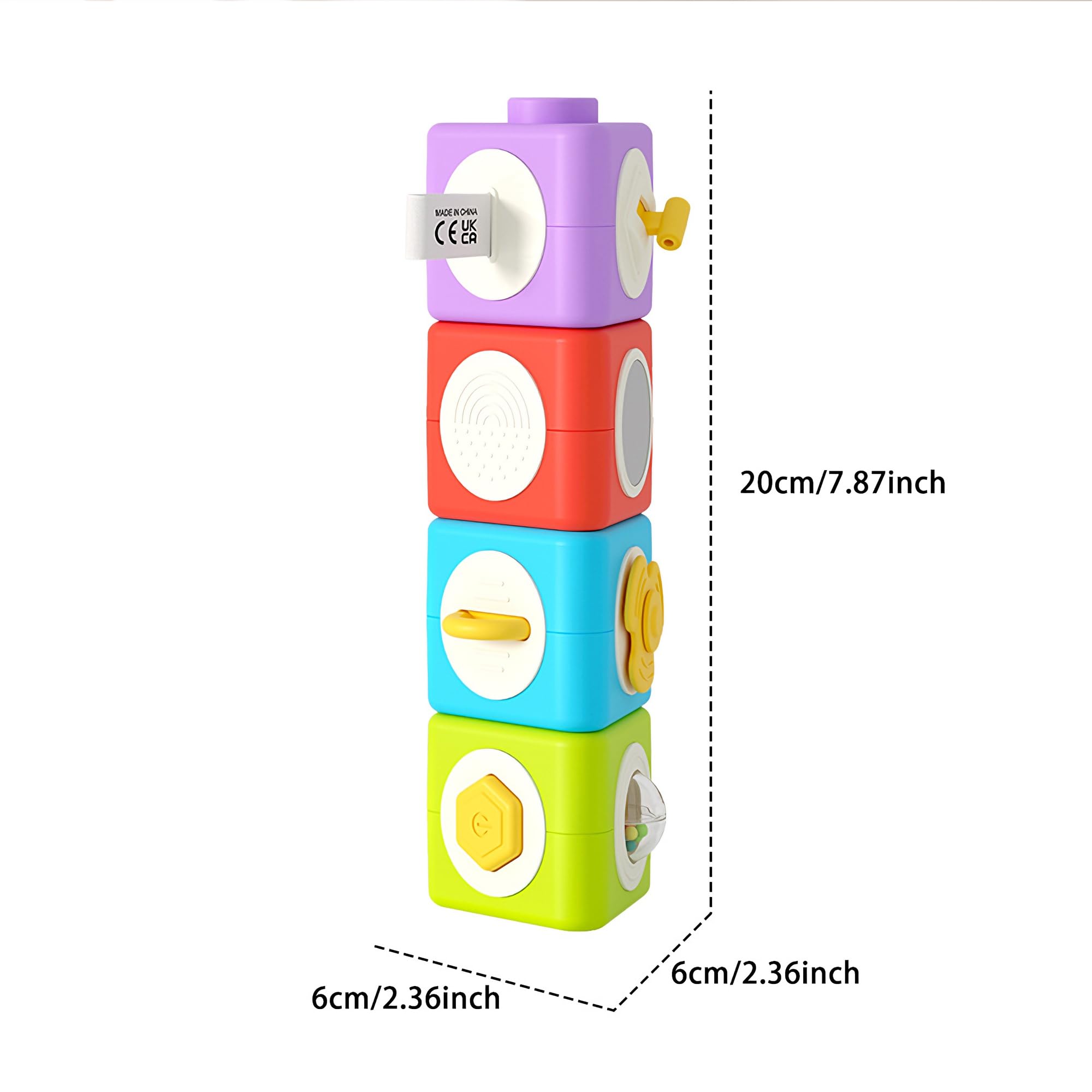 HUNKING 12-in-1 Montessori Activity Cubes & Stacking Blocks for Toddlers 2+ – Sensory Travel Toy Set of 4