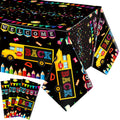 HunnmingRe 3-Pack Back to School Plastic Tablecloth, 54x108 Inch, Bus Theme Disposable Table Cover for First Day of School Party Decor