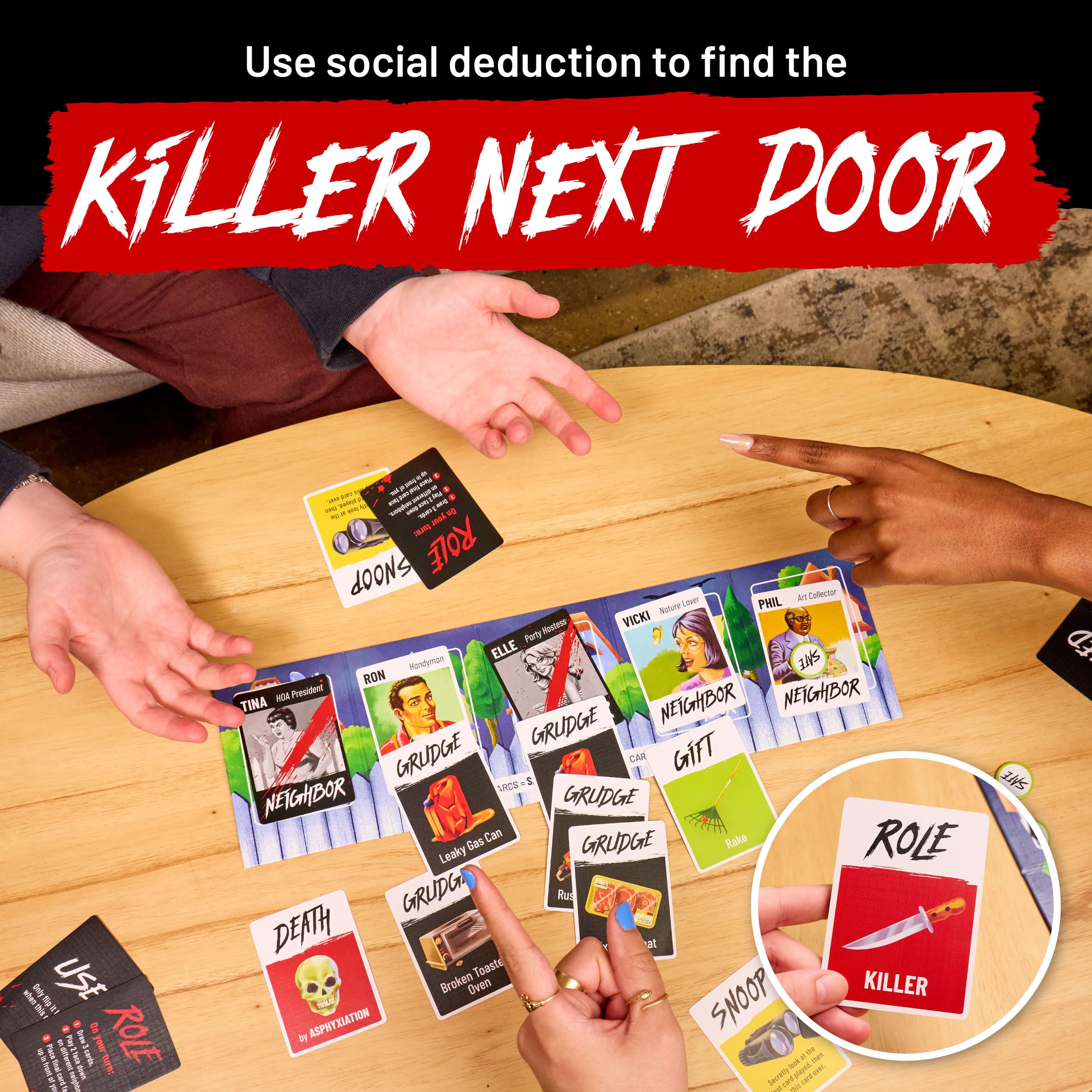 Hunt A Killer: Killer Next Door – A Fast-Paced Social Deduction Card Game for Ages 10+