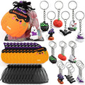 Huquary 24-Piece Halloween Goodie Bags with Keychains, Cards, and Organza Bags for Kids Party Favors