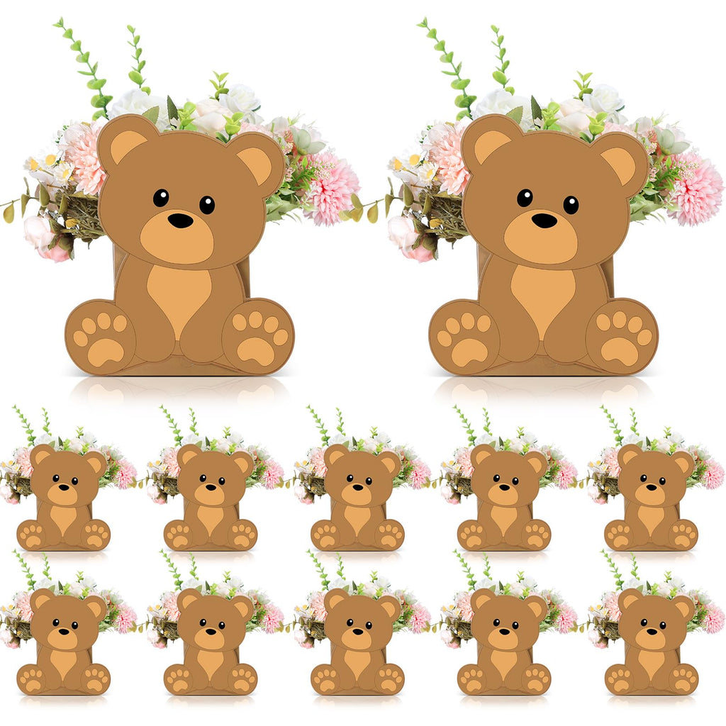 Hushee 12-Pack Baby Shower Centerpieces – 3D Jungle Animal Paper Decorations for Tables (Brown, 9x7 Inches)