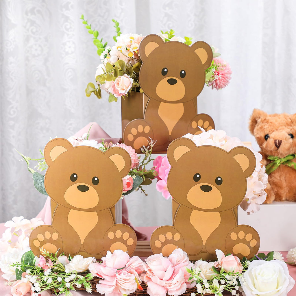 Hushee 12-Pack Baby Shower Centerpieces – 3D Jungle Animal Paper Decorations for Tables (Brown, 9x7 Inches)