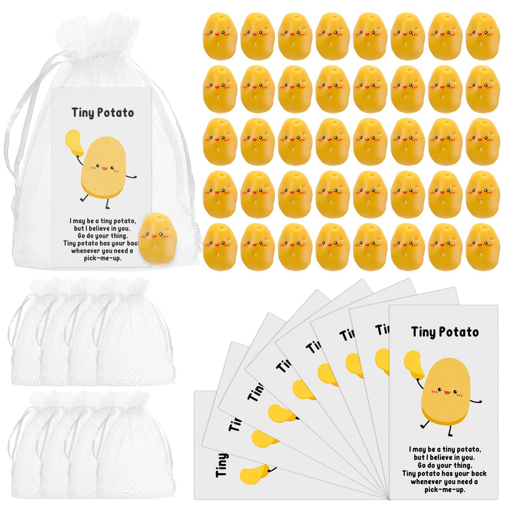 Huwena 30-Pack Mini Resin Potatoes with Funny Cards and Organza Bags – End of Year Gifts for Students, Teachers, Coworkers, and Nurses