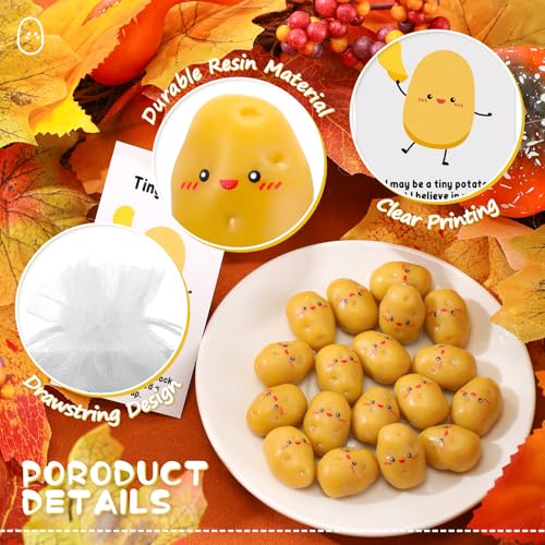 Huwena 30-Pack Mini Resin Potatoes with Funny Cards and Organza Bags – End of Year Gifts for Students, Teachers, Coworkers, and Nurses