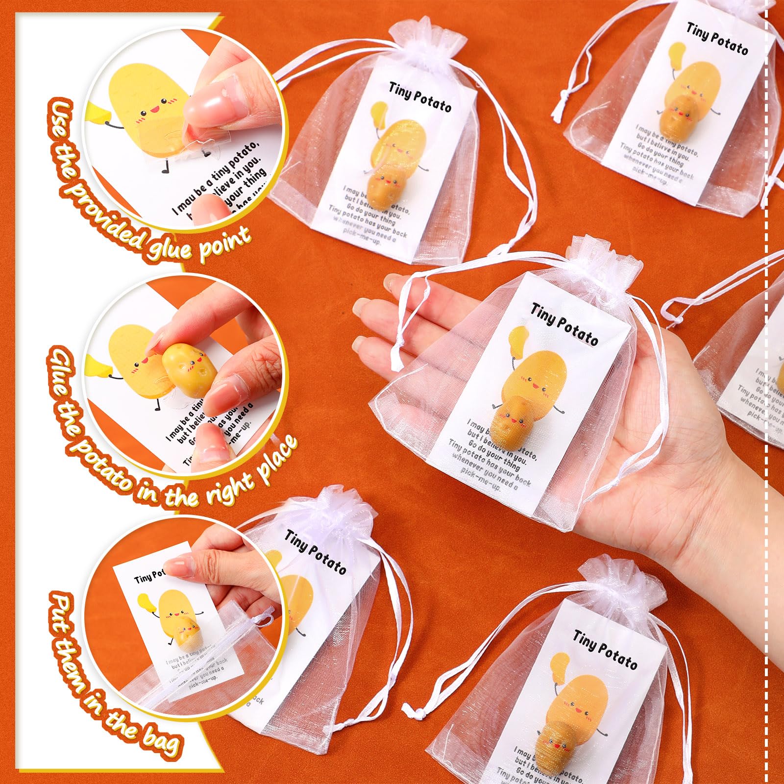 Huwena 30-Pack Mini Resin Potatoes with Funny Cards and Organza Bags – End of Year Gifts for Students, Teachers, Coworkers, and Nurses