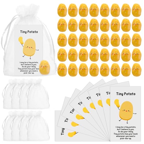 Huwena 30-Pack Mini Resin Potatoes with Funny Cards and Organza Bags – End of Year Gifts for Students, Teachers, Coworkers, and Nurses