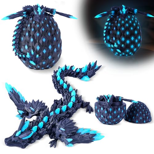 HUWUV 3D Printed Glow-in-the-Dark Dragon Egg - Rainbow Articulated Fidget Toy for Kids & Adults