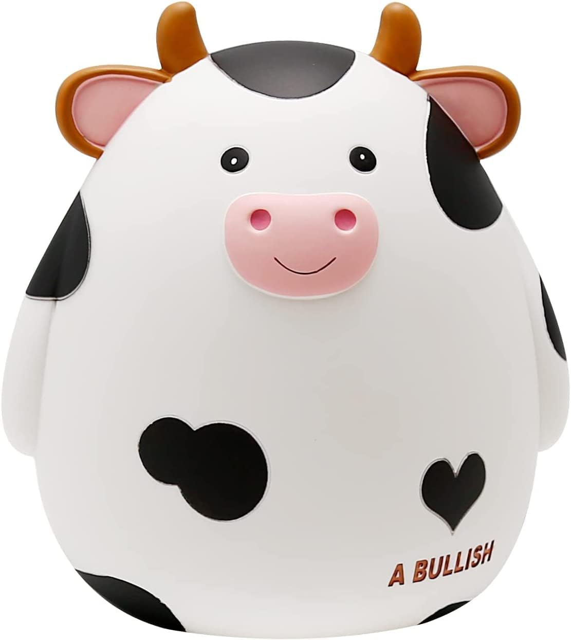 H&W Cow Piggy Bank - Unbreakable Latex Coin Bank for Kids, White