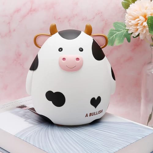 H&W Cow Piggy Bank - Unbreakable Latex Coin Bank for Kids, White