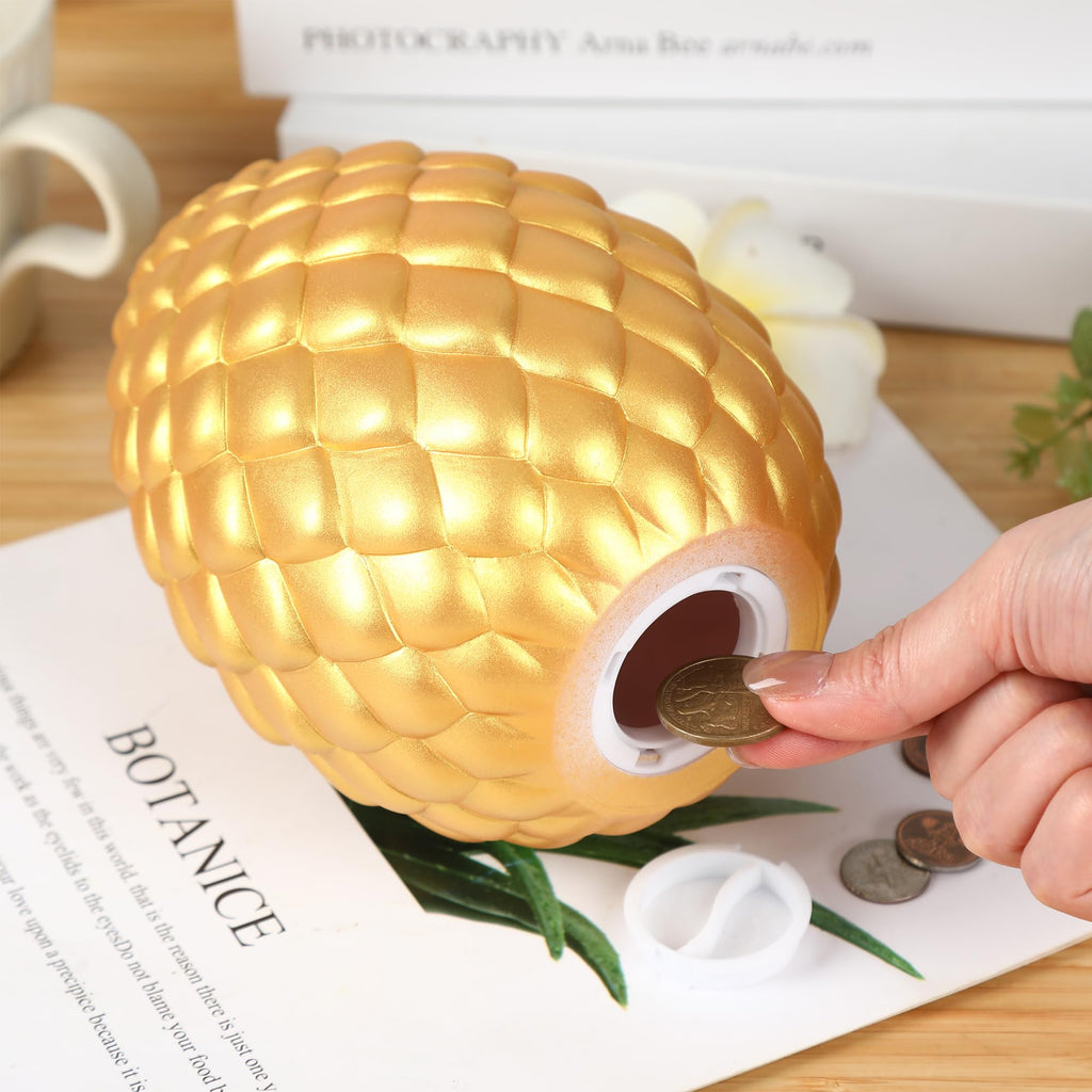 H&W Dragon Egg Piggy Bank – Unbreakable Shiny Gold Coin Bank for Kids, Large Capacity Money Box Gift