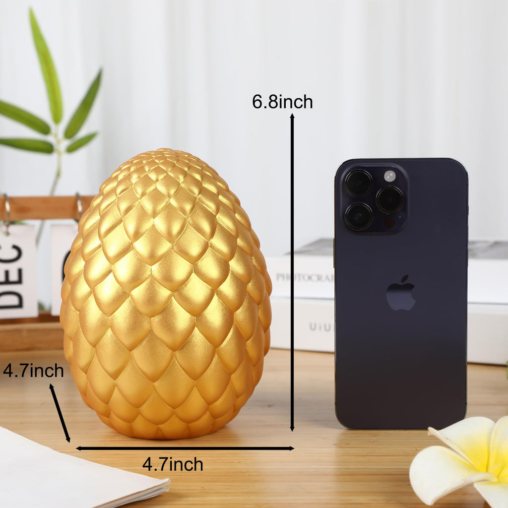 H&W Dragon Egg Piggy Bank – Unbreakable Shiny Gold Coin Bank for Kids, Large Capacity Money Box Gift