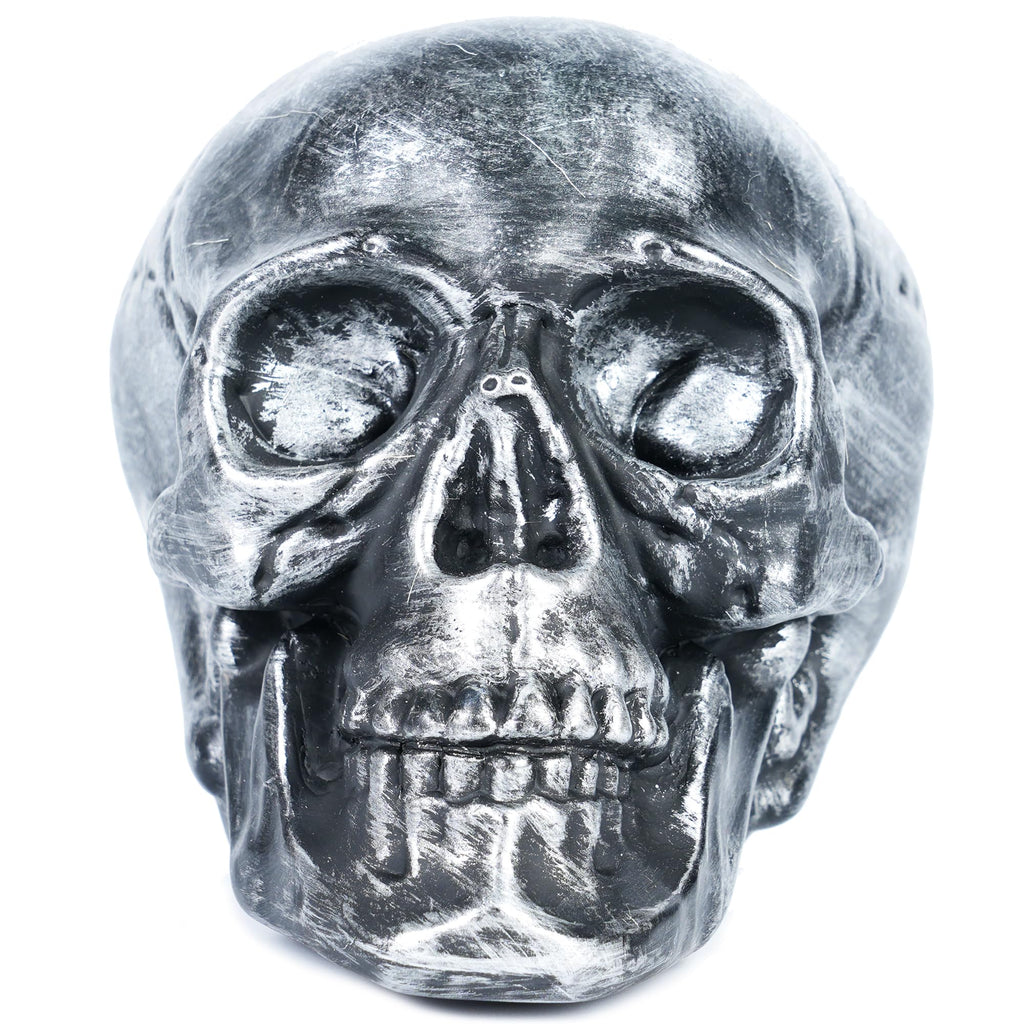 H&W Skull Money Bank – Realistic Silvery Skeleton Coin Bank for Halloween & Gothic Decor