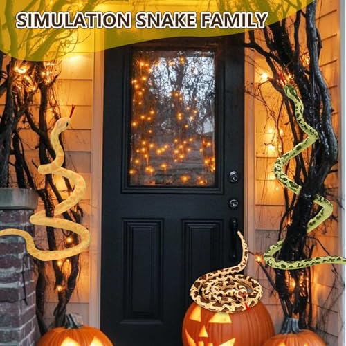 HWD 3.6-Foot Soft Snake Plush – Lifelike Stuffed Animal Toy for Pranks, Halloween Decor, and Gifts (Green)