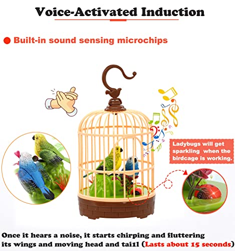 HWD Voice-Activated Birdcage Toy – Singing, Fluttering Parrot for Kids, 3+ Years (B)