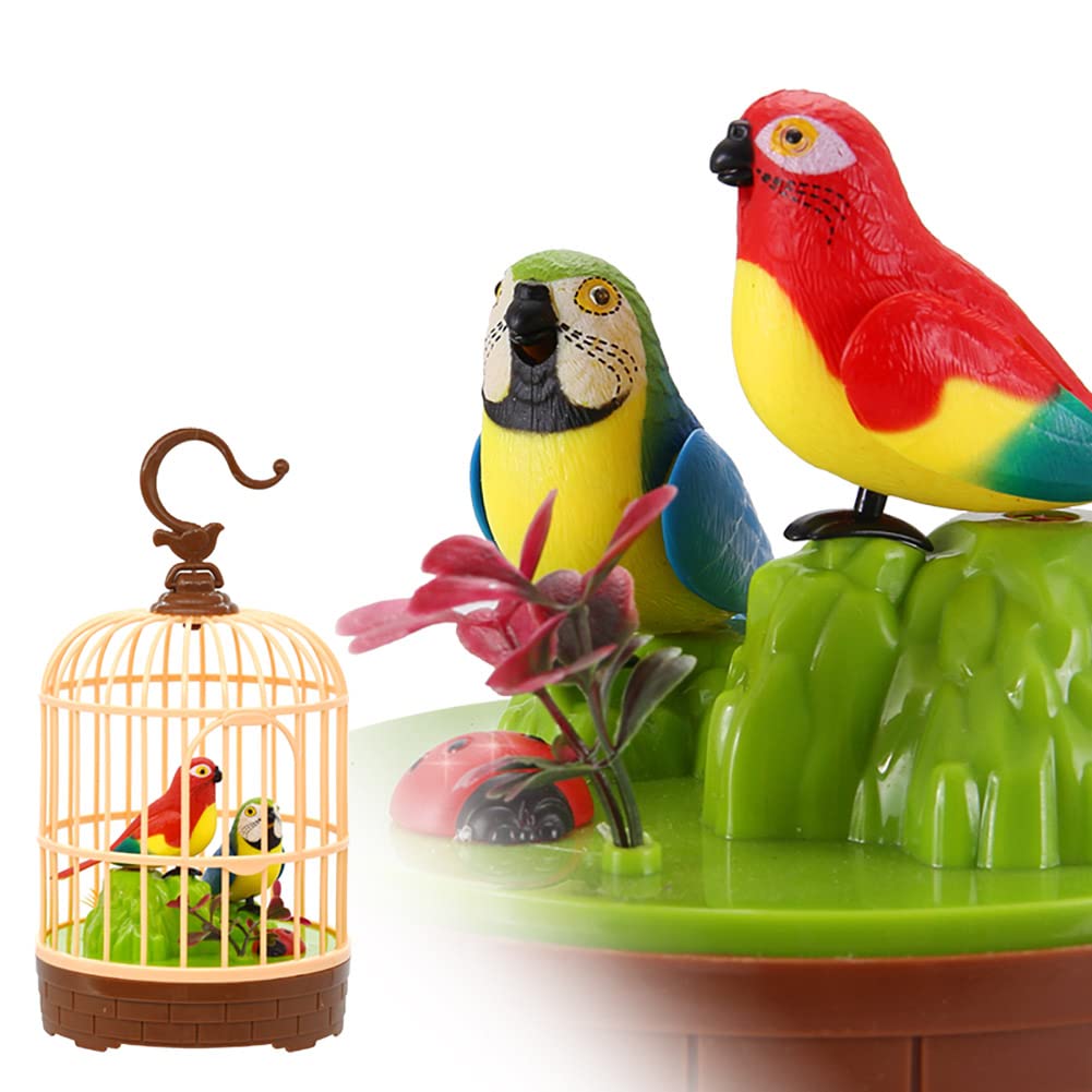 HWD Voice-Activated Parrot Birdcage Toy – Chirping, Fluttering & Moving Bird for Kids Ages 3+ (Model A)