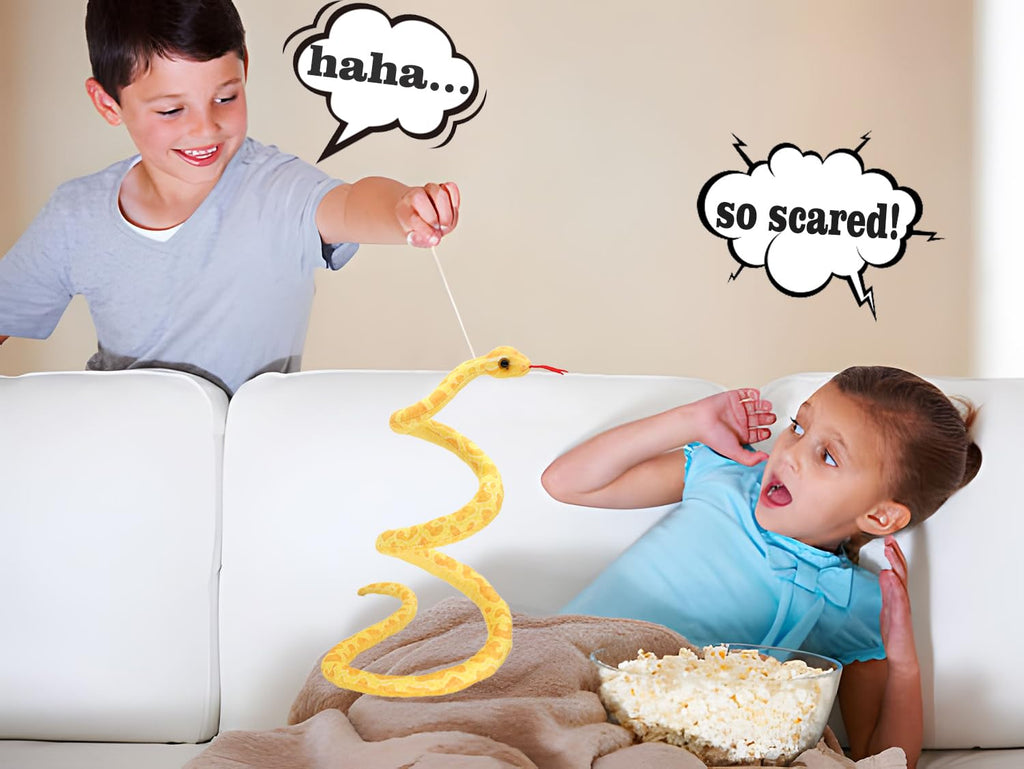 HWD Yellow Soft Snake Plush – 43.3 Inch Lifelike Stuffed Animal for Pranks and Gifts