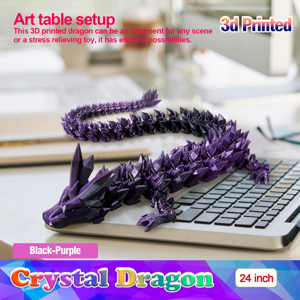 HyBaiS 24-Inch 3D Printed Dragon – Fully Articulated Poseable Figurine, Cinderwing 3D Design