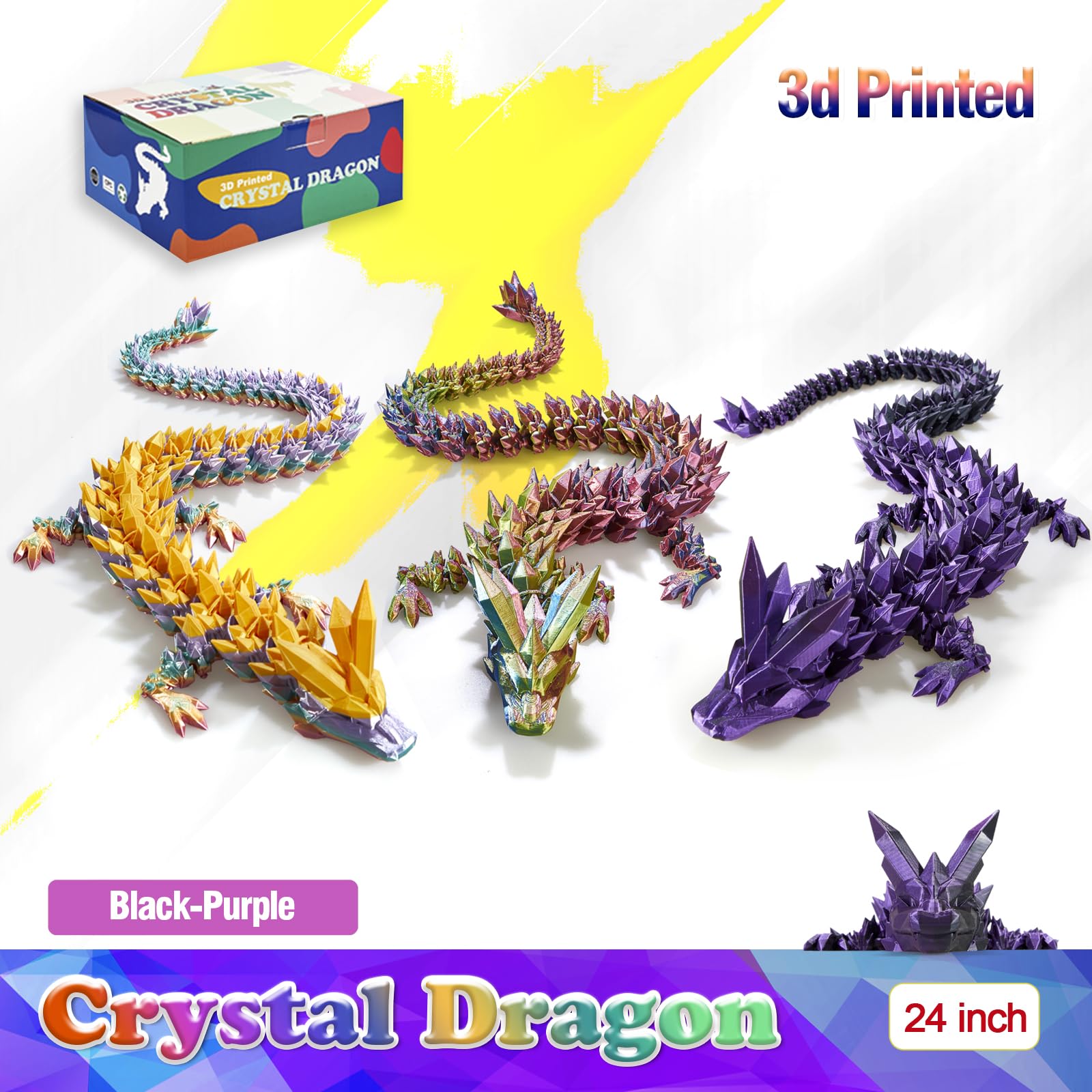 HyBaiS 24-Inch 3D Printed Dragon – Fully Articulated Poseable Figurine, Cinderwing 3D Design