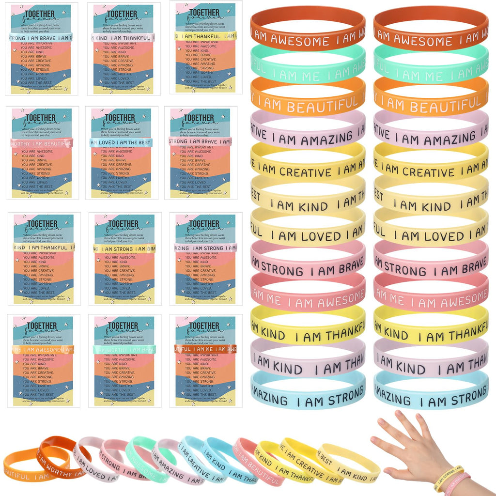 HyDren 36 Motivational Silicone Bracelets with Inspirational Cards – End of Year Student Gifts