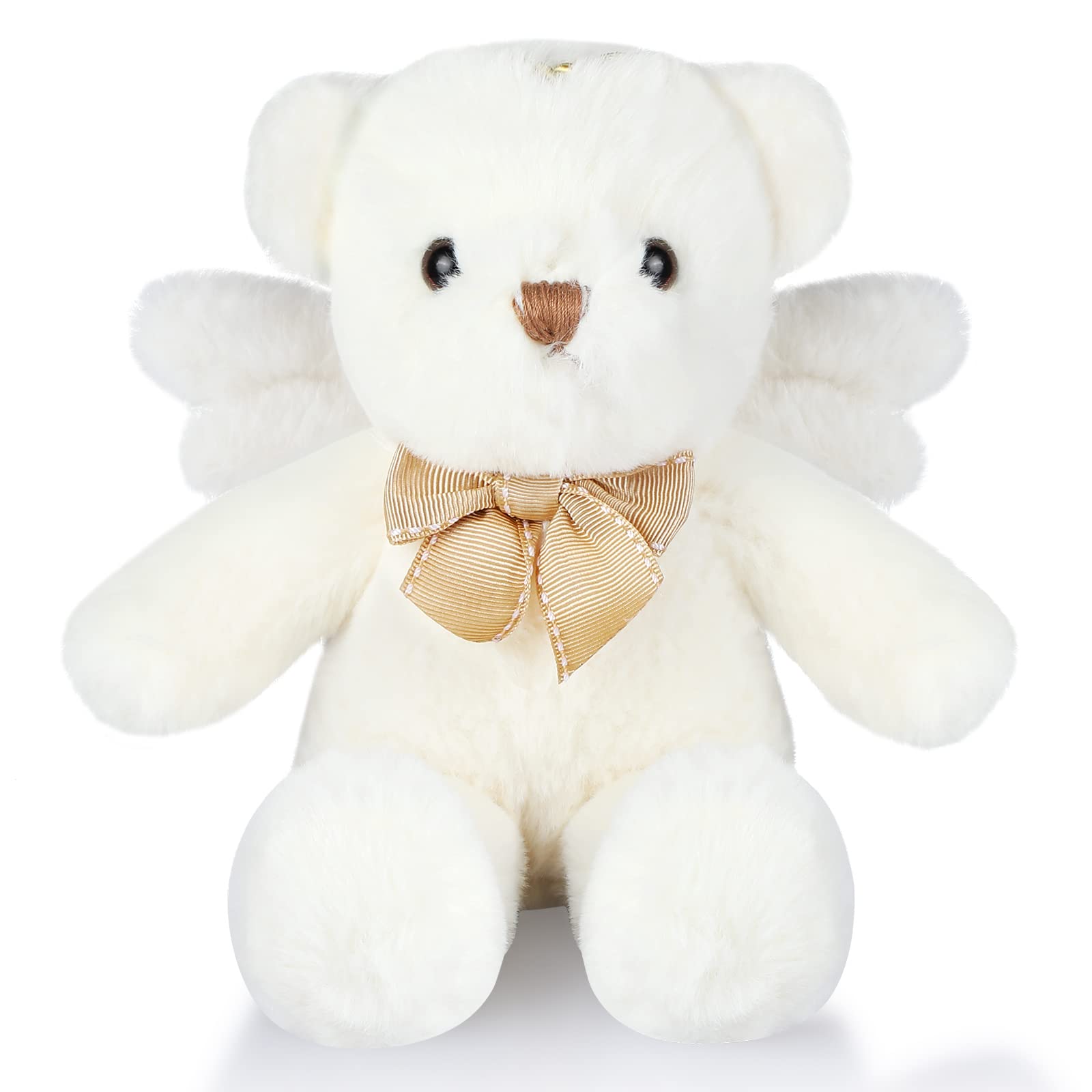 HyDren Angel Bear Plush Stuffed Animal – 25cm White Teddy Bear with Wings for Gifts and Decor