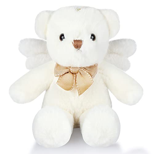 HyDren Angel Bear Plush Stuffed Animal – 25cm White Teddy Bear with Wings for Gifts and Decor