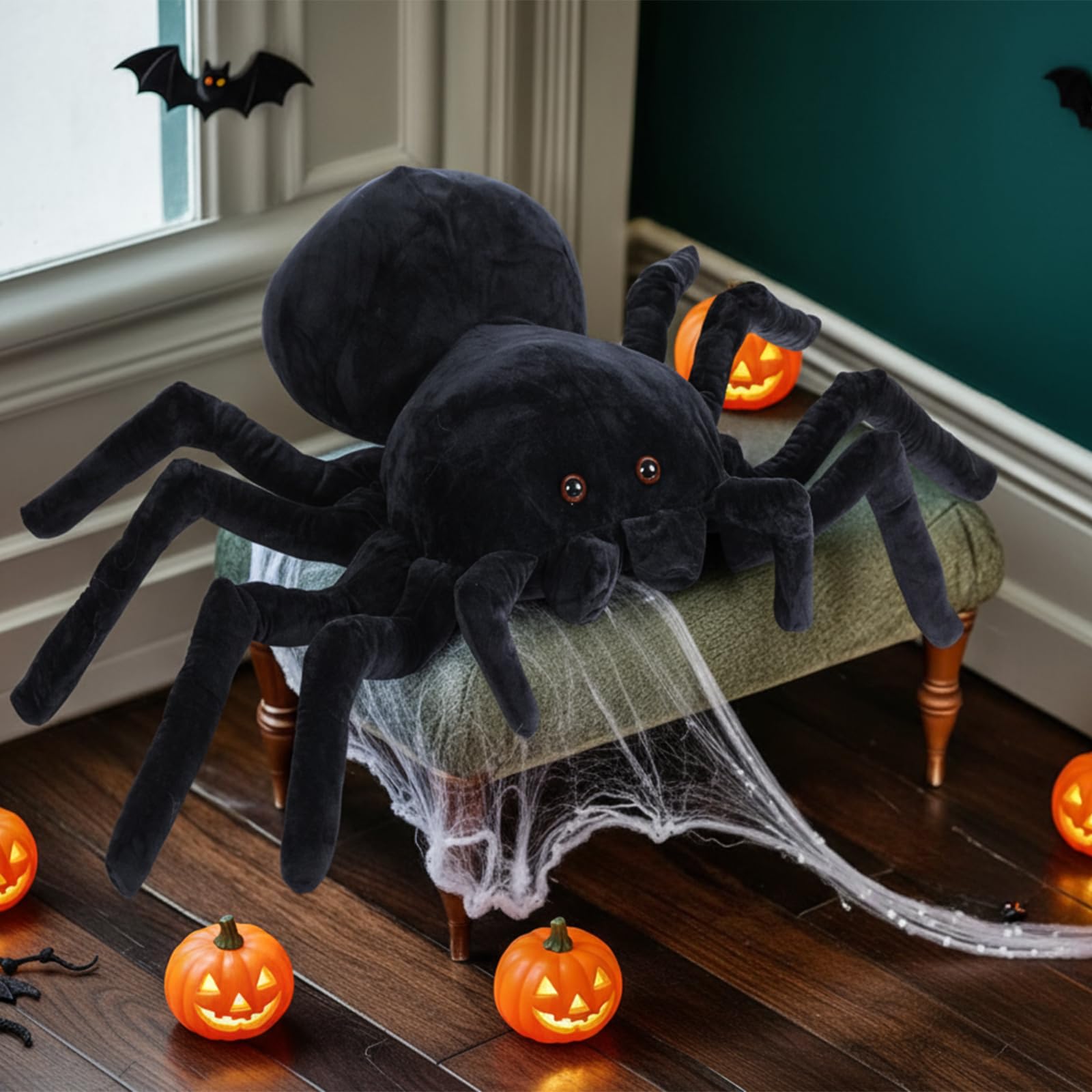 HyDren Giant Spider Plush 15.75 x 9.84 Inches - Soft Cuddly Stuffed Animal Toy for Bedroom Decor, Gifts, and Pranks