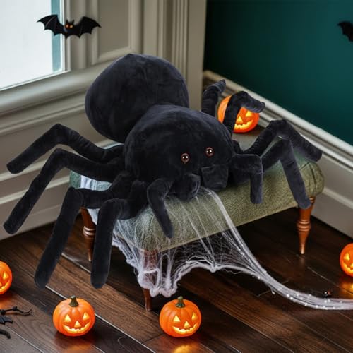 HyDren Giant Spider Plush 15.75 x 9.84 Inches - Soft Cuddly Stuffed Animal Toy for Bedroom Decor, Gifts, and Pranks