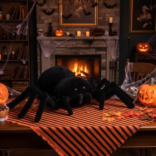 HyDren Giant Spider Plush 15.75 x 9.84 Inches - Soft Cuddly Stuffed Animal Toy for Bedroom Decor, Gifts, and Pranks