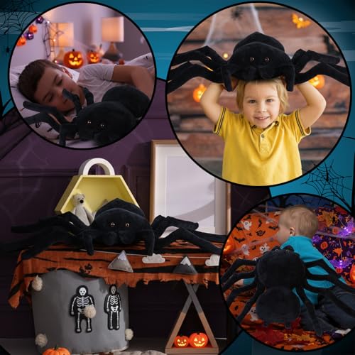 HyDren Giant Spider Plush 15.75 x 9.84 Inches - Soft Cuddly Stuffed Animal Toy for Bedroom Decor, Gifts, and Pranks