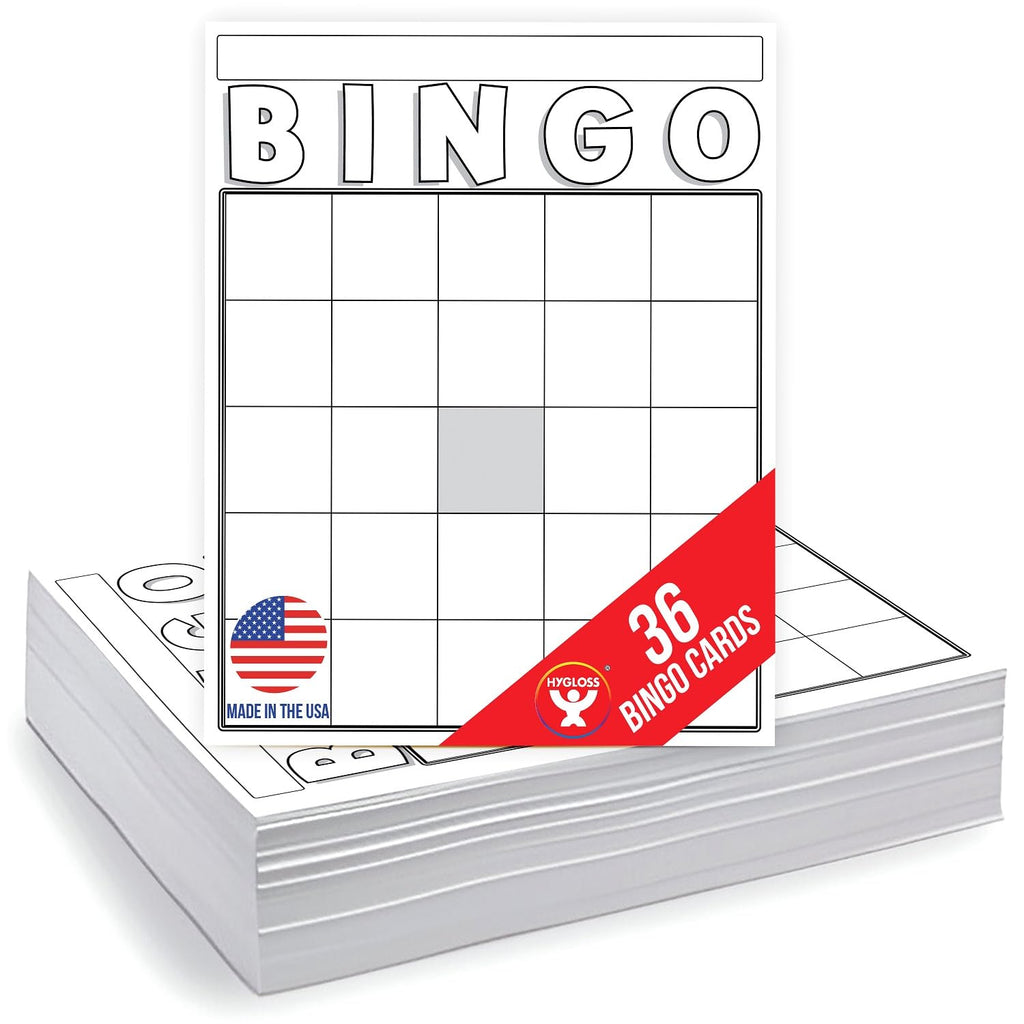 Hygloss Blank Bingo Cards to Write On - 150-Pack White Large Size Disposable Sheets for Classroom Parties & Events