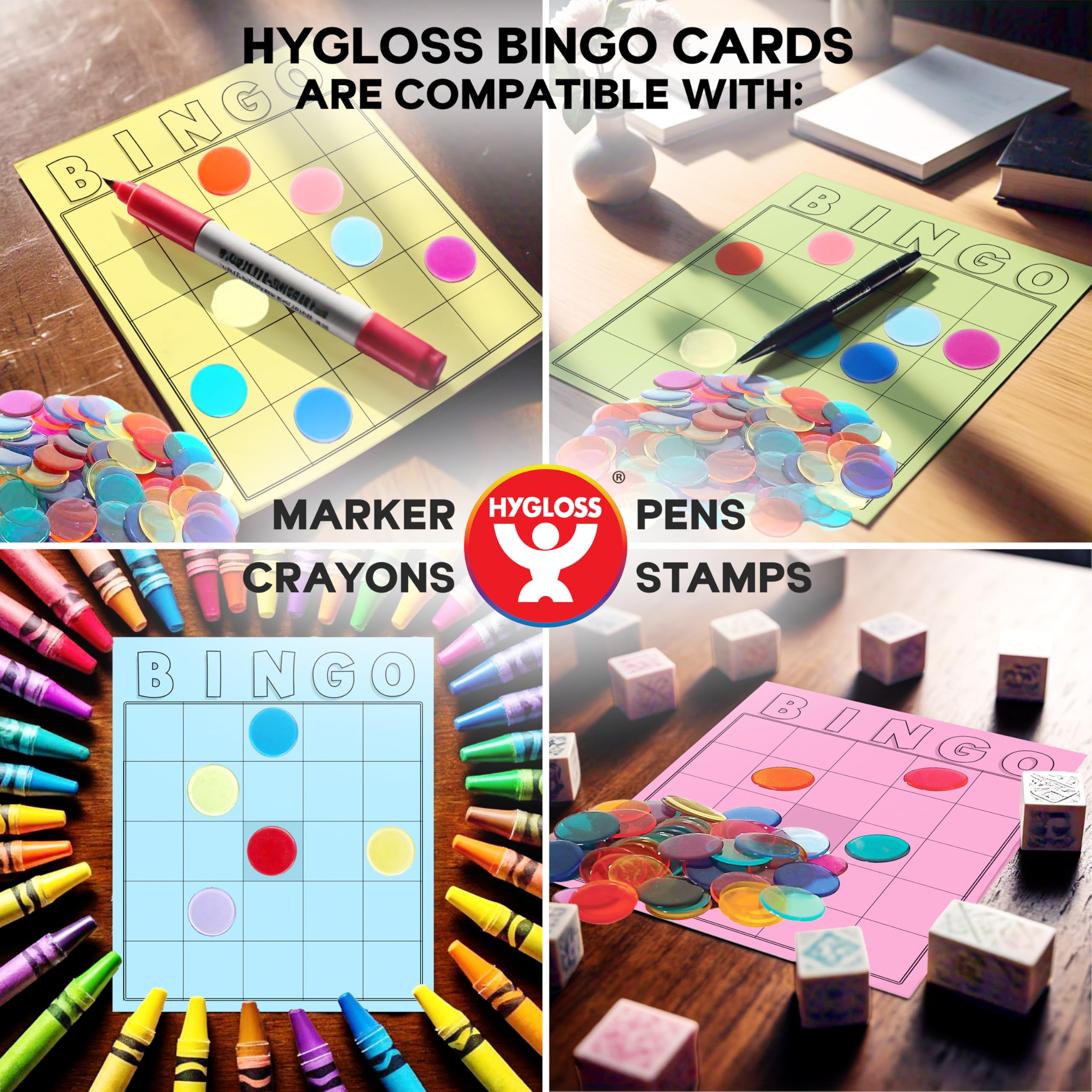 Hygloss Blank Bingo Cards to Write On - 150-Pack White Large Size Disposable Sheets for Classroom Parties & Events