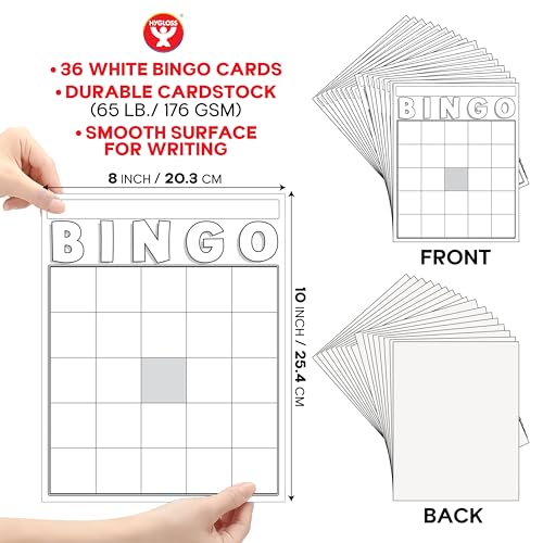 Hygloss Blank Bingo Cards to Write On - 150-Pack White Large Size Disposable Sheets for Classroom Parties & Events