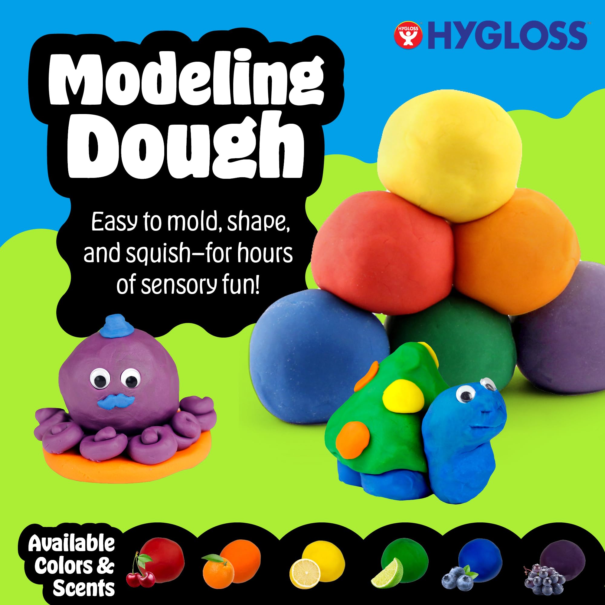 Hygloss Blue Scented Play Dough 3 lb Tub – Non-Toxic, Fruity Scent, Soft & Reusable