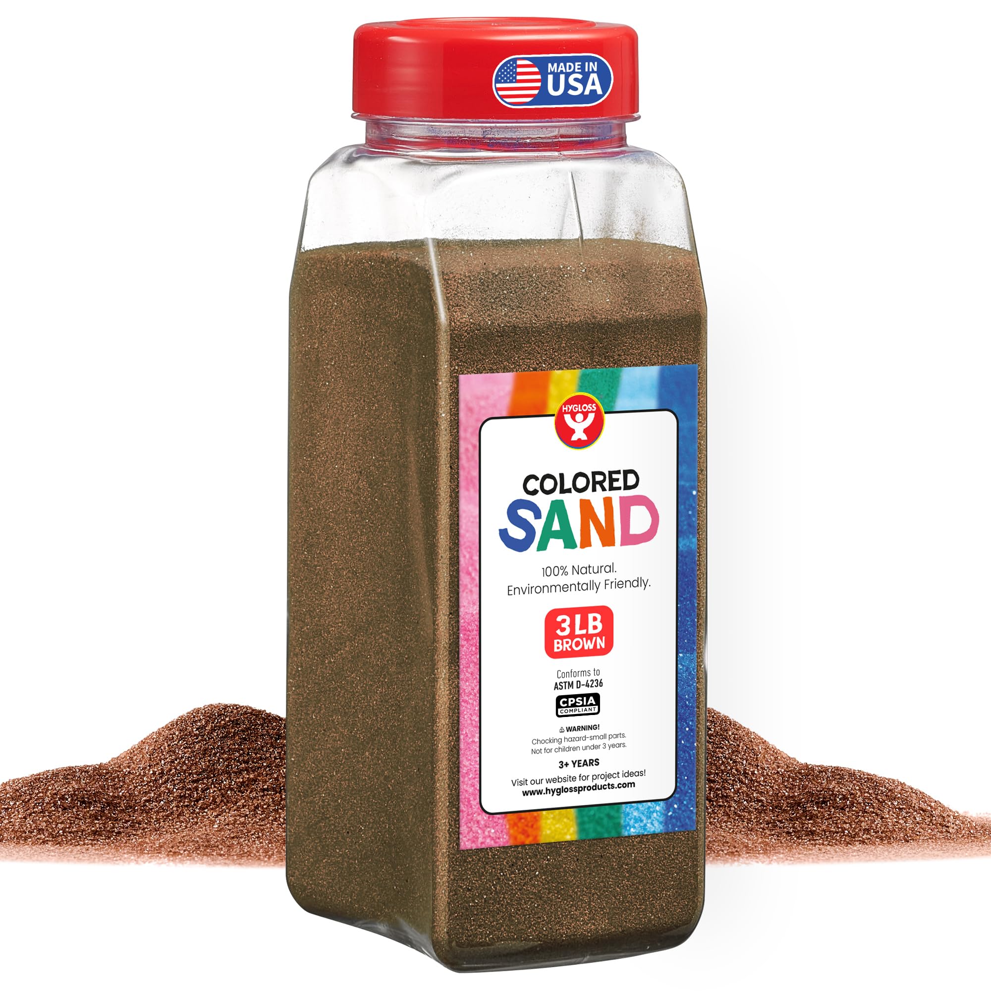 Hygloss Brown Colored Sand – 3 lb Bottle, Ultra-Fine Non-Toxic Craft Sand for Sand Art and Sensory Play